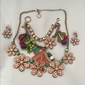 Betsey Johnson Multicolor Floral Necklace Set